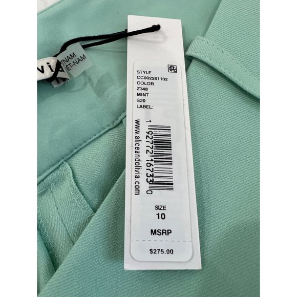 NWT Alice & Olivia Size 10 Stacey Slim-Fit Ankle Pants in Mint MSRP $275 - Picture 7 of 12